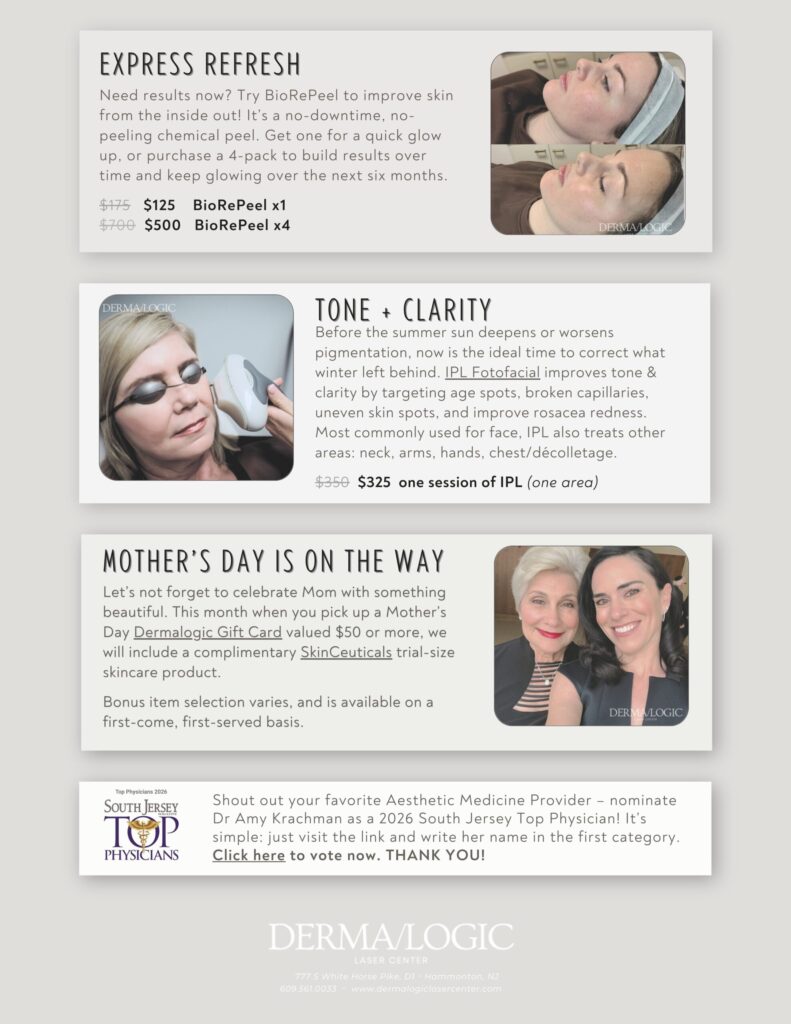 April Specials, pigment, IPL, mothers day, biorepeel