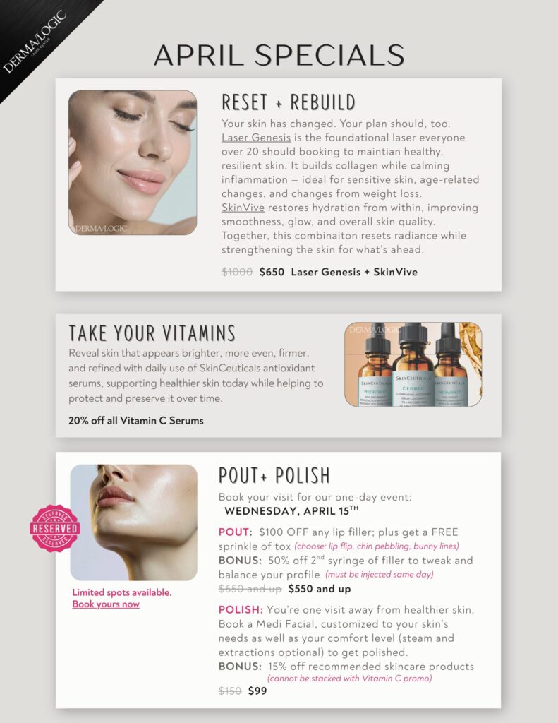 April 2026 Specials at Dermalogic Laser Center in Hammonton NJ