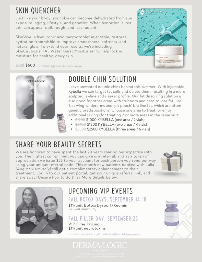 August Specials at Dermalogic Laser Center in Hammonton NJ 2