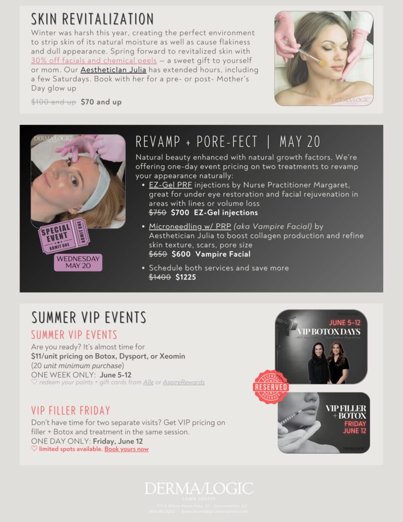May Specials at Dermalogic Laser Center in Hammonton NJ 2